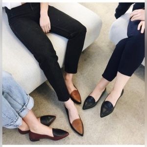 NEW Everlane Modern Point Black & Cognac Brown Flats Size 7.5
